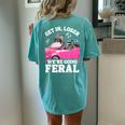 Get In Loser We’Re Going Feral Raccoon Opossum Meme Women's Oversized Comfort T-Shirt Back Print Chalky Mint