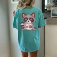 Raccoon Cookie Comfort T-Shirt | Oversized Back Print for Women Chalky Mint