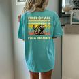 Retro First Of All I'm A Delight Angry Raccoon Animal Women's Oversized Comfort T-Shirt Back Print Chalky Mint