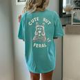 Sarcastic Raccoon Back Print Oversized Comfort T-Shirt - Women - Casual Fun Chalky Mint