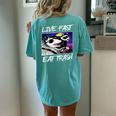 Street Cats & Raccoons Women's Oversized T-Shirt - Eat Trash Theme Chalky Mint