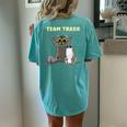 Team Trash Opossum Raccoon Rat Animals Garbage Gang Short Sleeve Women's Oversized Comfort T-Shirt Back Print Chalky Mint