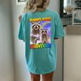 Tummy Ache Survivor Raccoon Women's Oversized T-Shirt | Comfort Fit Chalky Mint