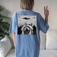 Alien UFO Raccoon Stuffed Animal For Men Women Kids Women's Oversized Comfort T-Shirt Back Print Blue Jean