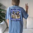 Autistic Raccoon Rizz Meme Women's Oversized T-Shirt | Fun Graphic Blue Jean