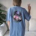 Ferrets Howling At The Moon Shirt Ferret Women's Oversized Comfort T-Shirt Back Print Blue Jean