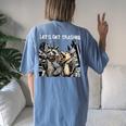 Let's Get Trashed Raccoon And Opossum Drinking Beer Women's Oversized Comfort T-Shirt Back Print Blue Jean