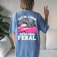 Get In Loser We’Re Going Feral Raccoon Opossum Meme Women's Oversized Comfort T-Shirt Back Print Blue Jean