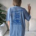 Moody Raccoon Meme Women's Oversized T-Shirt - Relaxed Fit Blue Jean