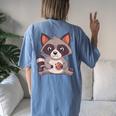 Raccoon Cookie Comfort T-Shirt | Oversized Back Print for Women Blue Jean