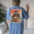 Raccoon Eating Ramen Women's Oversized T-Shirt - Anime Style Blue Jean