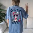 Raccoon Girl Summer Oversized Women's T-Shirt - Cute & Funny Back Print Blue Jean