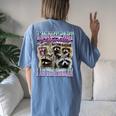 Raccoon Meme Women's Oversized T-Shirt - Back Print, Casual Style Blue Jean