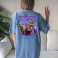 Raccoon Meme Women's Oversized T-Shirt - Retro Back Print Comfort Blue Jean