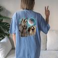 Raccoon Moon Howling Head Oversized T-Shirt for Men & Women Blue Jean