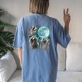 Raccoon Moonlight Howl | Women's Comfort Fit Back Print T-Shirt Blue Jean
