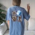 Raccoon Oversized T-Shirt - Women's Moonlight Comfort Tee with Back Print Blue Jean