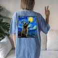Raccoon Starry Night Women's Oversized T-Shirt - Art Lover's Gift Blue Jean