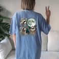 Raccoon Trio Howling At Moon Women's Oversized T-Shirt | Quirky Comfort Blue Jean