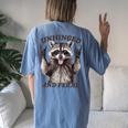 Raccoon Unhinged And Feral Retro Raccoon Feral Summer Women's Oversized Comfort T-Shirt Back Print Blue Jean
