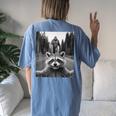 Raccoon Women's Oversized T-Shirt - Bigfoot Sasquatch Print Back Blue Jean
