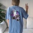 Raccoons Howling At The Moon Shirt Raccoon Women's Oversized Comfort T-Shirt Back Print Blue Jean