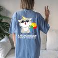 Racoonicorn Trash Panda Raccoon With Unicorn Horn Women's Oversized Comfort T-Shirt Back Print Blue Jean