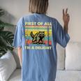 Retro Angry Raccoon Women's Oversized T-Shirt - Fun Back Print Blue Jean