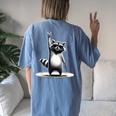 Retro Raccoon Rock T-Shirt | Women's Oversized Comfort | Back Print Blue Jean