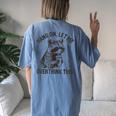 Sarcastic Raccoon Women's Oversized Comfort Tee - Humorous Back Print Blue Jean