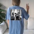 Scared Raccoon Selfie With Sasquatch Bigfoot Raccoon Women's Oversized Comfort T-Shirt Back Print Blue Jean