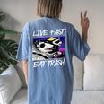 Street Cats & Raccoons Women's Oversized T-Shirt - Eat Trash Theme Blue Jean