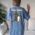 Team Trash Opossum Raccoon Rat Animals Garbage Gang Short Sleeve Women's Oversized Comfort T-Shirt Back Print Blue Jean