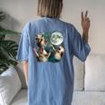 Three Possum Moon Women's Oversized Comfort Tee - Quirky Meme Back Print Blue Jean
