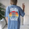 Vintage Retro Save The Trash Pandas Raccoon Women's Oversized Comfort T-Shirt Back Print Blue Jean