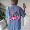 Women's Oversized Raccoon Back Print T-Shirt - Fun Strawberry Jam Theme Blue Jean