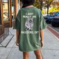 Raccoon Lover Oversized Women's T-Shirt | Cozy Novelty Back Print Moss