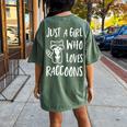 Raccoon Lover Women's Oversized Back Print T-Shirt - Cute & Comfy Moss