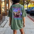 Raccoon Meme Women's Oversized T-Shirt - Retro Back Print Comfort Moss