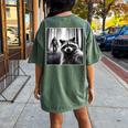 Scared Raccoon Selfie With Sasquatch Bigfoot Raccoon Women's Oversized Comfort T-Shirt Back Print Moss