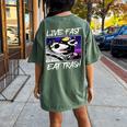 Street Cats & Raccoons Women's Oversized T-Shirt - Eat Trash Theme Moss