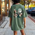 Three Possum Moon Women's Oversized Comfort Tee - Quirky Meme Back Print Moss