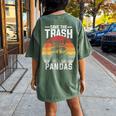 Vintage Retro Save The Trash Pandas Raccoon Women's Oversized Comfort T-Shirt Back Print Moss