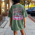 Women's Oversized Raccoon Back Print T-Shirt - Fun Strawberry Jam Theme Moss