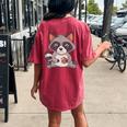 Raccoon Cookie Comfort T-Shirt | Oversized Back Print for Women Crimson