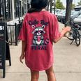 Raccoon Girl Summer Oversized Women's T-Shirt - Cute & Funny Back Print Crimson