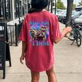 Raccoon Meme Women's Oversized T-Shirt - Retro Back Print Comfort Crimson