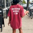 Raccoon Mode On Women's Oversized T-Shirt | Cute Animal Lover's Choice Crimson