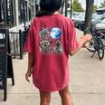 Raccoon Oversized T-Shirt - Women's Moonlight Comfort Tee with Back Print Crimson