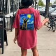 Raccoon Starry Night Women's Oversized T-Shirt - Art Lover's Gift Crimson